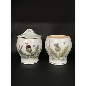 Buchan Portobello Scotland Thistleware Jelly Jam Jars Lid Stamped 218 ~ Set Of 2